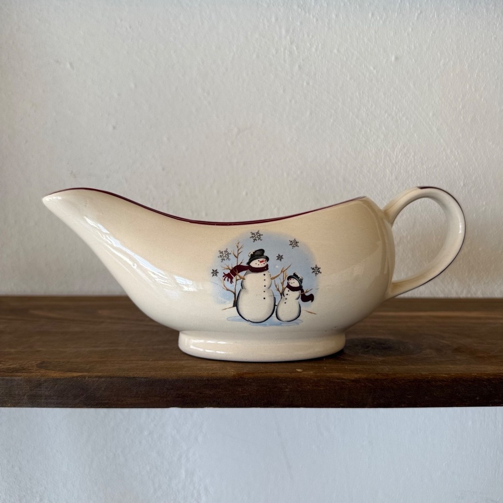Royal‎ Seasons Snowman Gravy Boat Stoneware Holiday Christmas Serving Pitch